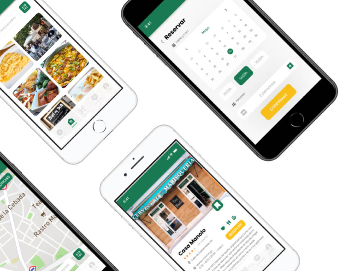 mock up iphone app bares y restaurantes