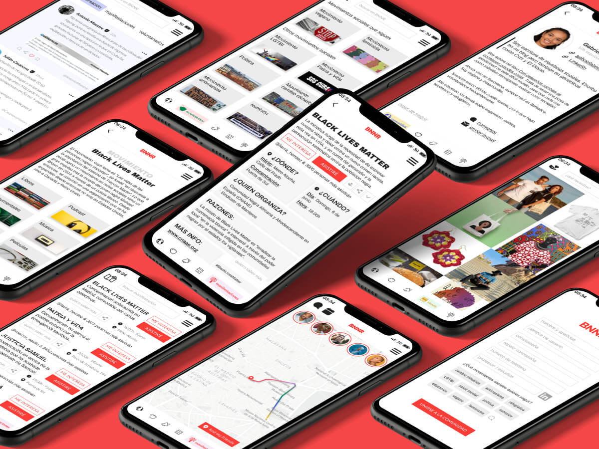 mock up iphone app movimientos sociales